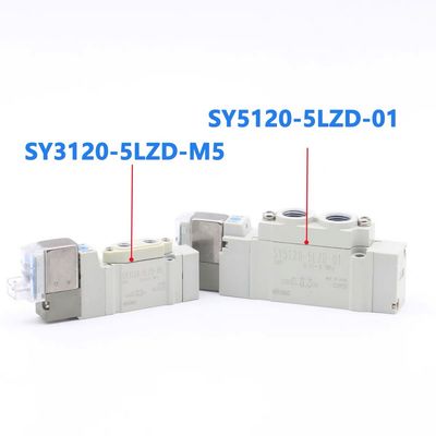 SY3420-6LZD-C8 SMC 3 Posisi Exhaust Center Pneumatic Solenoid Valve DC12V Ukuran Port Ø8