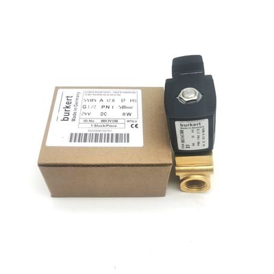 Burkert 00132865 AC24V Solenoid Valve Direct Acting G1/8 6014 C Biasanya Ditutup 0~25bar 3/2 Way Brass Body