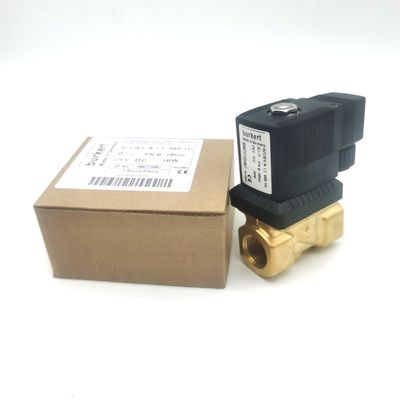 Burkert Solenoid Valve Brass Body 00308120 G1 2/2 Biasanya Buka 25 Flow Hole FKM (Fluor Rubber) Segel 8W 1-25bar