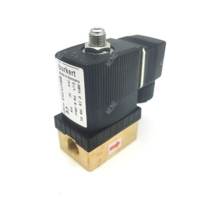 FKM Seal Solenoid Valve G1/4 Inch G1/4 Inch 00125304 6013 Tipe Aksi Langsung 2/2 Biasanya Ditutup 3.0 Lubang Aliran FKM Seal 220VAC 8W 0~10bar Brass Valve Body