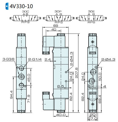Solenoid Valve 4V330C-08 AIRTAC Untuk Udara 0,15 hingga 0,8 MPa 21 hingga 114 Psi Udara Cairan