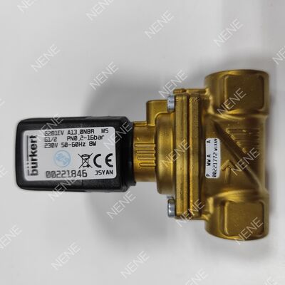 FKM Seal Solenoid Valve BURKERT Tipe 6281 00221869 G3/8 Port 2/2 Normal tertutup Brass Body 13.0 Orifice AC24V 8W 0.2-16bar 0 sampai +120°C