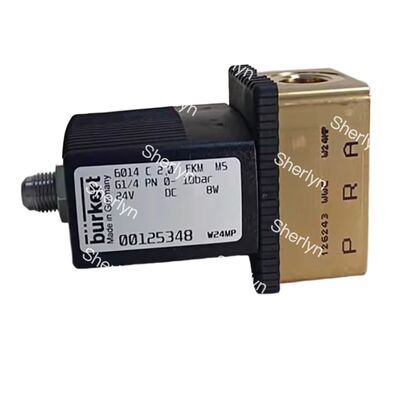 Katup Solenoid Aksi Langsung Tertutup Normal 2/2 Arah, Burkert 6013 00126092, Ulir G1/8, Lubang 3.0mm, Bodi Kuningan, Segel FKM, 24VAC 8W, 0-10bar