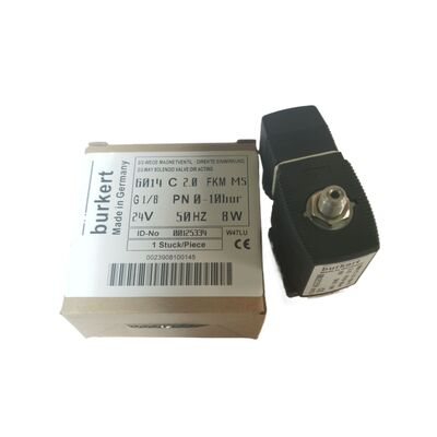 Burkert 00125301 Klep Solenoid Industri, G1/4 Inch Port, 3.0 Flow Oriffice, FKM Sealed Brass Housing, 24V DC Power 8W, 0~6bar Aplikasi Tekanan Rendah