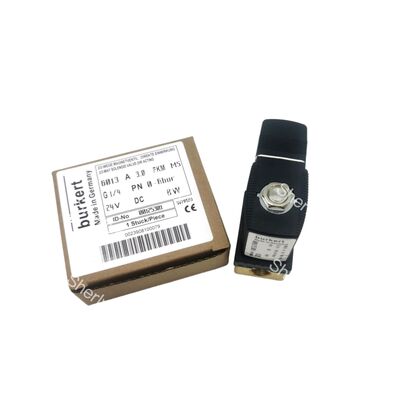 Burkert 00125301 Klep Solenoid Industri, G1/4 Inch Port, 3.0 Flow Oriffice, FKM Sealed Brass Housing, 24V DC Power 8W, 0~6bar Aplikasi Tekanan Rendah