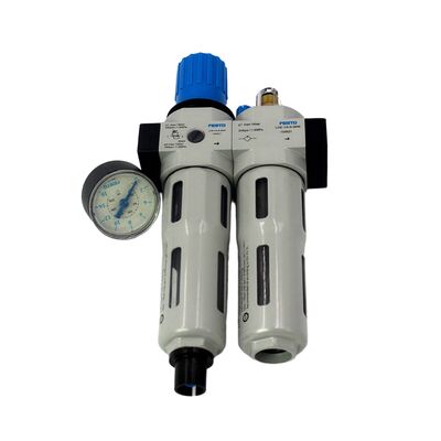 Filtrasi Presisi 40μm Festo FRC-1/8-D-7-MINI-A-MPA 8002344 Service Unit Penuh Otomatis Drain G1/8 0.5-7bar Dengan MPA Gauge Zinc Alloy