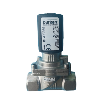 Katup Solenoid Diafragma Servo Burkert Tipe 6281 00323973 00323975 Ulir Betina G1/2 2/2 NC Dengan Override Manual Badan Katup Baja Tahan Karat Segel FKM Lubang Alir 13.0 DC24V AC220V