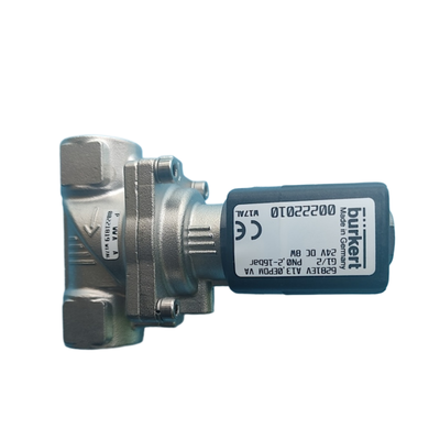 Katup Solenoid Diafragma Servo NC 2/2 Arah Burkert Seri 6281 Dilengkapi Override Manual Port G1/4 G3/8 Segel FKM Tahan Panas Rumah Baja Tahan Karat Lubang 10mm 00323894 00323968 00323971 00323972