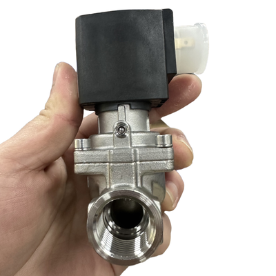 Katup Solenoid Diafragma Servo NC 2/2 Arah Burkert Seri 6281 Dilengkapi Override Manual Port G1/4 G3/8 Segel FKM Tahan Panas Rumah Baja Tahan Karat Lubang 10mm 00323894 00323968 00323971 00323972