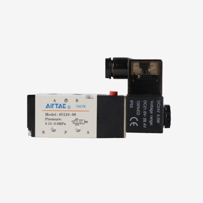 Airtac 4V110-M5 5/2 Way Internal Pilot Pneumatic Solenoid Valve M5 Thread Port IP65 Protection 0.15-0.8Mpa Working Pressure 1.2Mpa Proof Pressure No Lubrication Needed