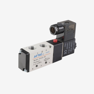 Airtac 4V210-08 Single Valve Body 5/2 Way Pneumatic Directional Valve 1/4 Inch Thread Port Aluminum Alloy Sliding Spool For Separate Coil Assembly Replacement