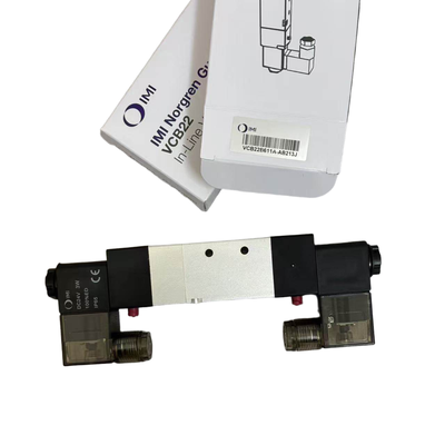 5/3 Katup Solenoid Pusat Tutup NORGREN VCB22B611A-AB213J G1/4 24VDC Katup Posisi Solenoid Ganda untuk Klamping Terapung 5 Port 3 Posisi