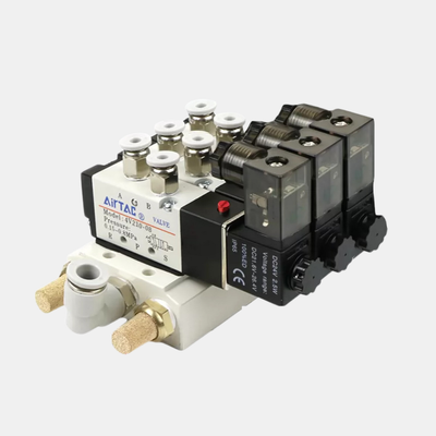 Kit Manifold Katup Solenoid Multi Stasiun Airtac 4V310-08 Grup Katup Terintegrasi 2 / 3 / 4 / 5 / 6 Posisi Internal Untuk Sirkuit Pneumatik Multi Saluran