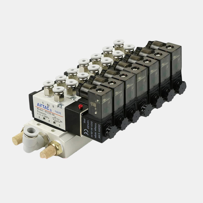 Airtac 4V210-08 Kontrol Arah Solenoid Valve Assembly 7 sampai 10 Stasiun Paket Valve Gabungan Jalur Aliran Pendek Kebocoran Udara Rendah Untuk Sistem Kontrol Udara Multi Channel