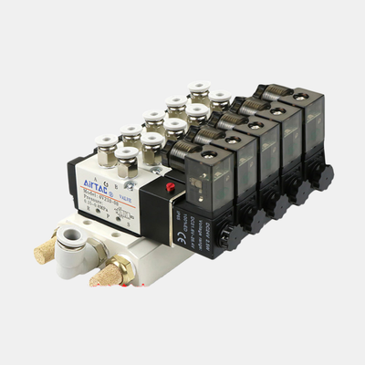 Kit Manifold Katup Solenoid Multi Stasiun Airtac 4V310-08 Grup Katup Terintegrasi 2 / 3 / 4 / 5 / 6 Posisi Internal Untuk Sirkuit Pneumatik Multi Saluran