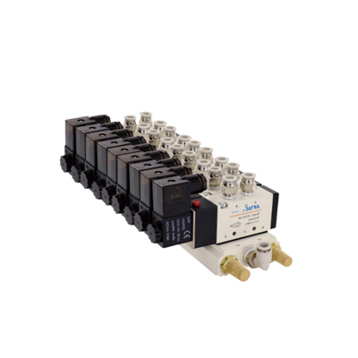 Airtac 4V210-08 Kontrol Arah Solenoid Valve Assembly 7 sampai 10 Stasiun Paket Valve Gabungan Jalur Aliran Pendek Kebocoran Udara Rendah Untuk Sistem Kontrol Udara Multi Channel