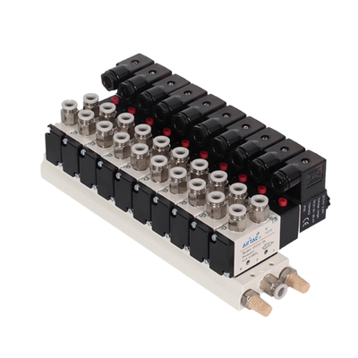 Airtac 4V210-08 Kontrol Arah Solenoid Valve Assembly 7 sampai 10 Stasiun Paket Valve Gabungan Jalur Aliran Pendek Kebocoran Udara Rendah Untuk Sistem Kontrol Udara Multi Channel
