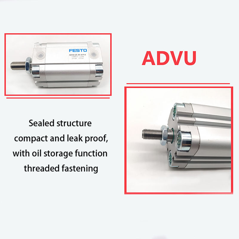 Silinder Pneumatik Kompak dengan Piston Thread Pria 7 bar ADVU-16-40-A-P-A