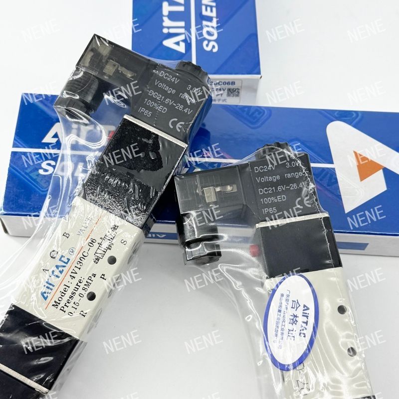 5 Way 3 Posisi 4V130E-06 Air Fluid AIRTAC Solenoid Valve Dengan Aluminium Alloy Body