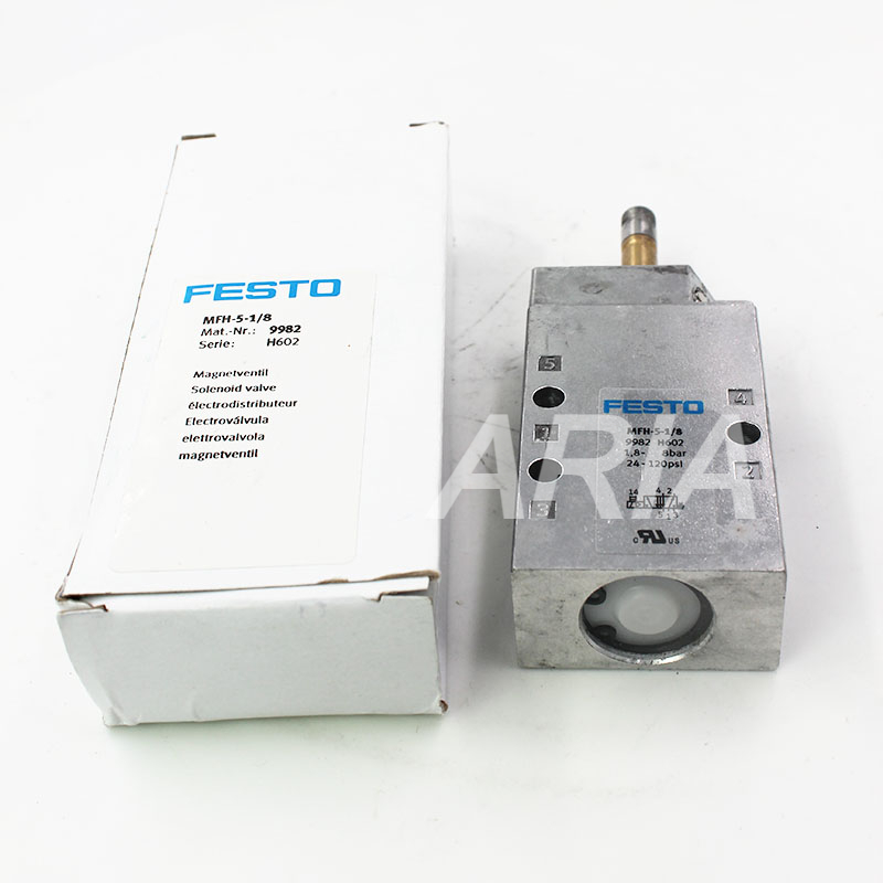 MFH-5-1/8 9982 Katup Solenoid 5/2, Pengembalian pegas 1.8-8 bar G 1/8, Koil dijual terpisah