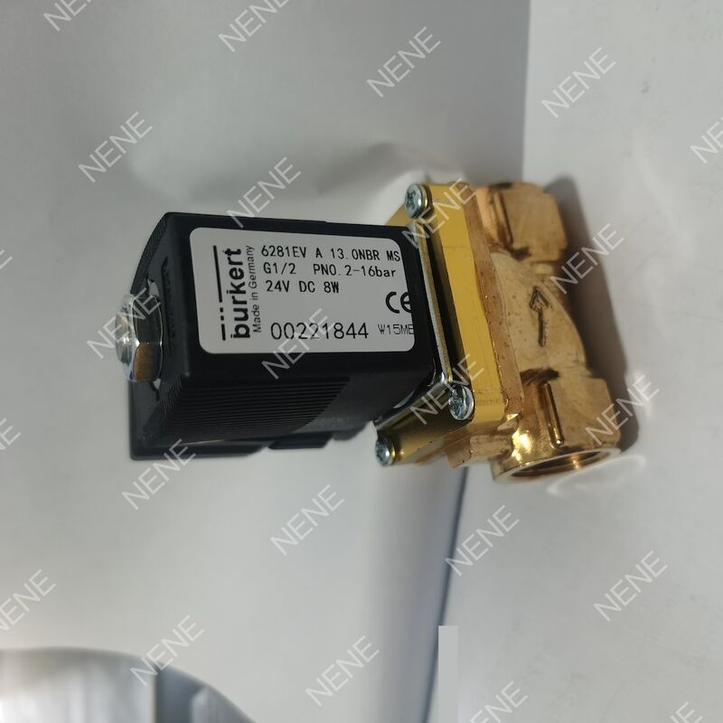 FKM Seal Solenoid Valve Suhu Tinggi BURKERT Tipe 6281 00322513 G1/4 Port 2/2 Way Normal tertutup Brass Body 10.0 Orifisi AC220V 8W 0.2-16bar 0 sampai +120°C