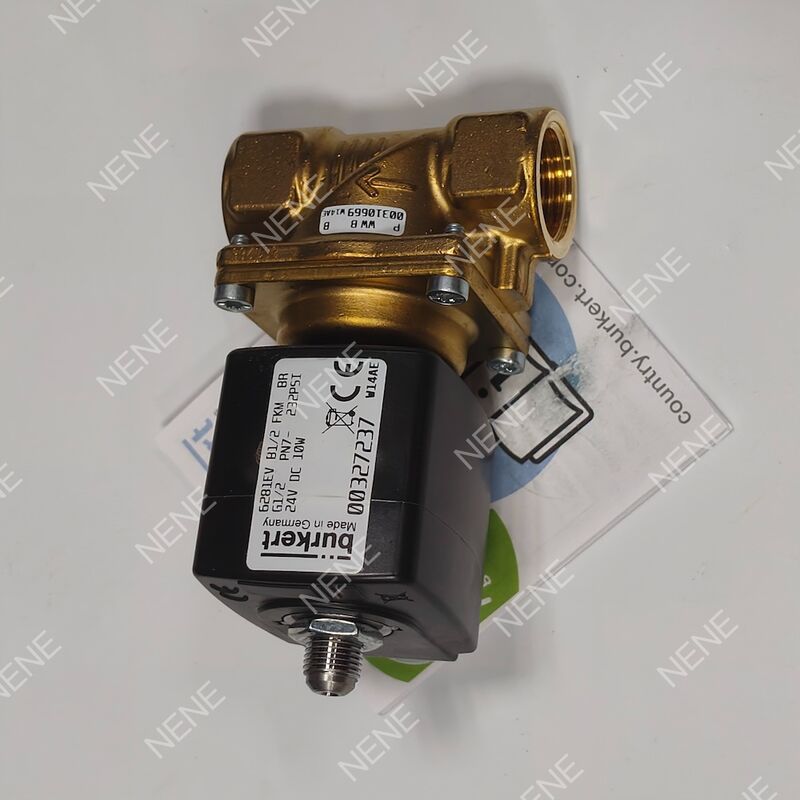 FKM Seal Solenoid Valve BURKERT Tipe 6281 00221869 G3/8 Port 2/2 Normal tertutup Brass Body 13.0 Orifice AC24V 8W 0.2-16bar 0 sampai +120°C