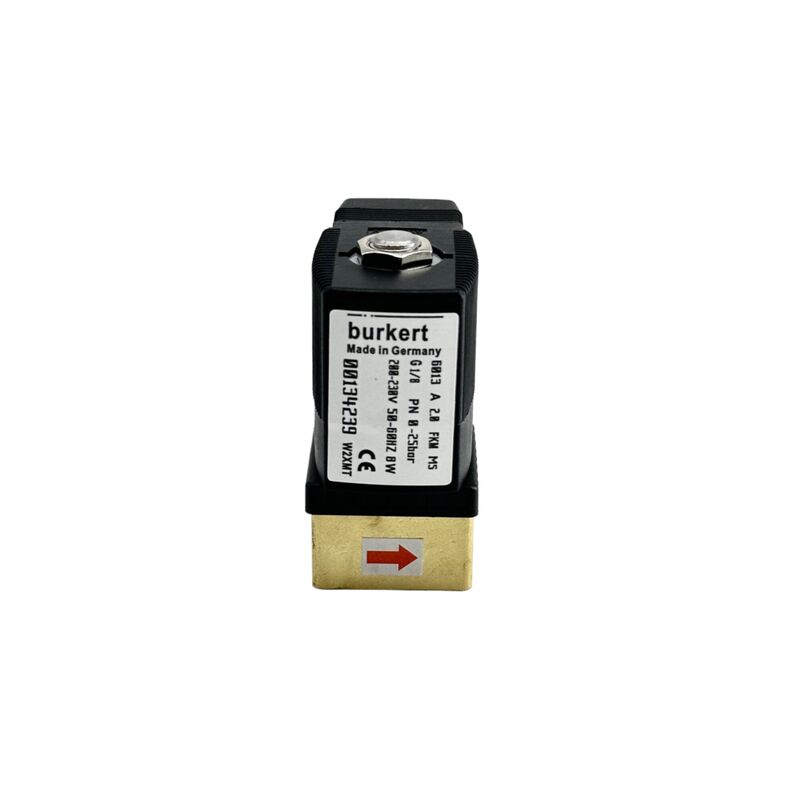 6013 Series BURKERT Solenoid Valve Kontrol Fluida 00134249, Rating Tekanan Tinggi 16bar, Antarmuka G1/8, Lubang 2.5mm, Segel FKM Tahan Korosi, 24VDC 8W
