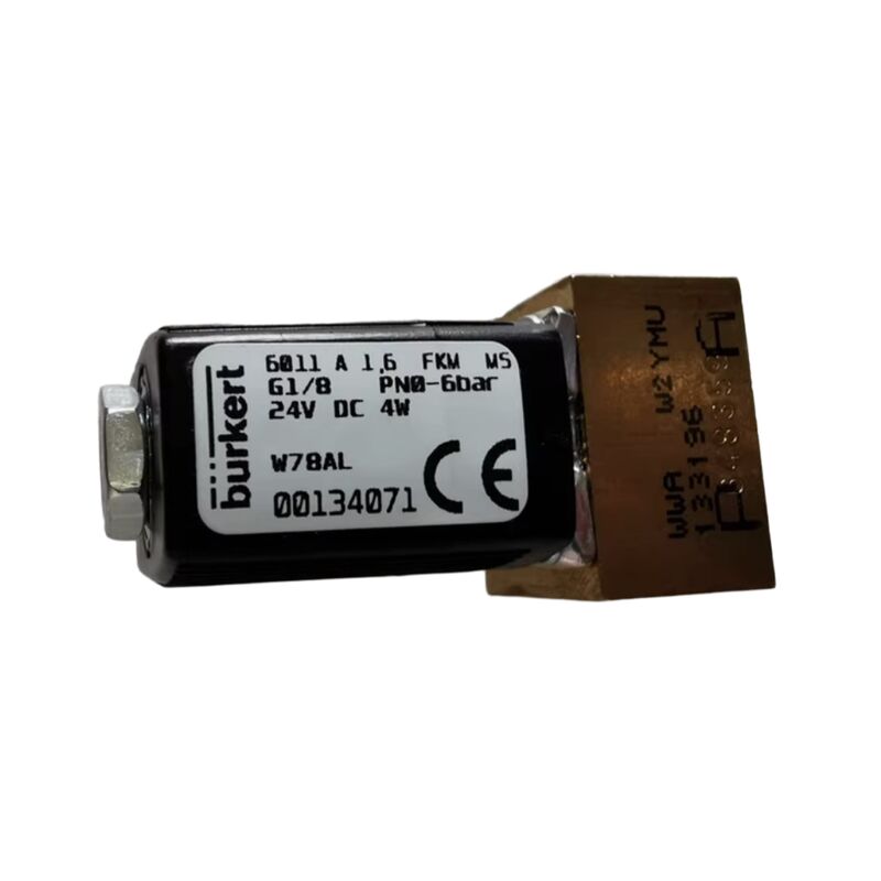 Burkert 00221886 6281 G1 1/4 2/2 Biasanya Ditutup 25.0 Lubang Aliran FKM Korps Katup Kuning Disegel DC24V 8W 0.2-16bar 0~+120 °C