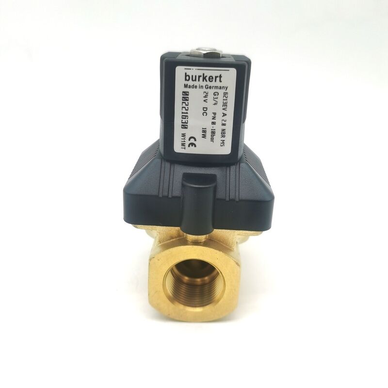 Ventil Solenoid Burkert Otentik Tipe 6213 00221621 AC220V 8W, G3/4 2/2 Way Valve Kuningan yang Biasanya Ditutup, 13 Flow Oriffice NBR Seal, -10 ~ 80 °C 0-10 Bar Medium Control