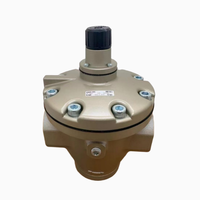 SMC AR925‑20G AR935‑20G Regulator Tekanan Pilot Internal Port G2 Dengan Pengukur Tekanan Terpasang Kenop Penyesuaian Kunci Untuk Kontrol Udara Terkompresi Jalur Utama Bore Besar Pada Peralatan Pneumatik Tugas Berat