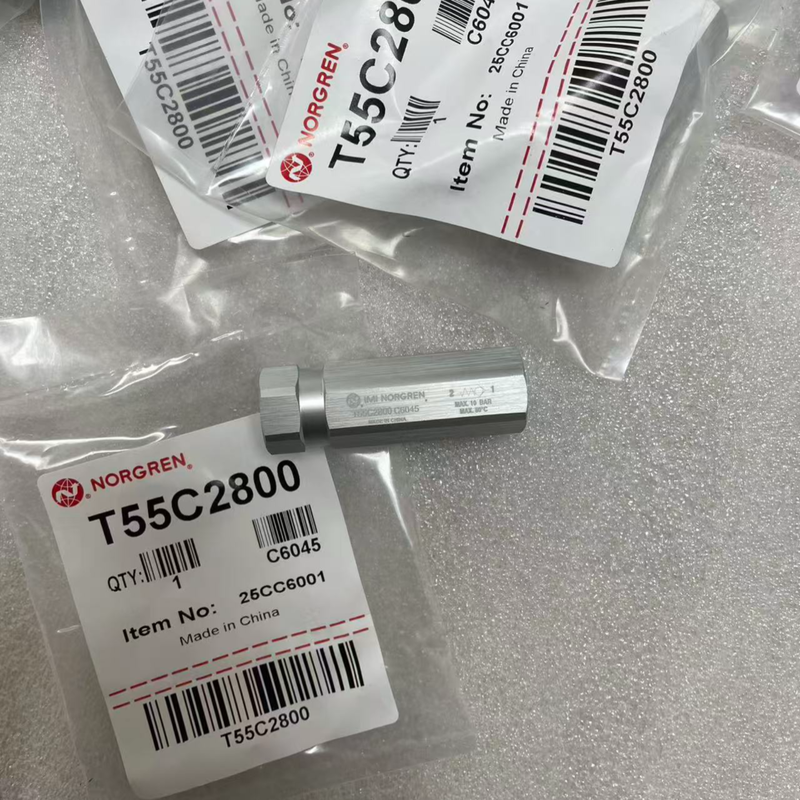 Katup Periksa Pneumatik Ringkas T55C2800 IMI Norgren Ulir G1/4 BSPP Katup Non-Balik Ringan Untuk Sirkuit Pneumatik Robot