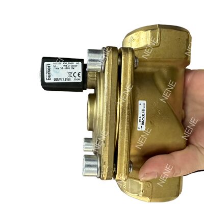 Katup Solenoid 2/2 NC Aksi Langsung BURKERT 6281 00221959 Port G1 Badan Kuningan Penggerak Tangan 20.0 Orifice Segel NBR AC220V 8W 0.2-16bar -10~+80°C