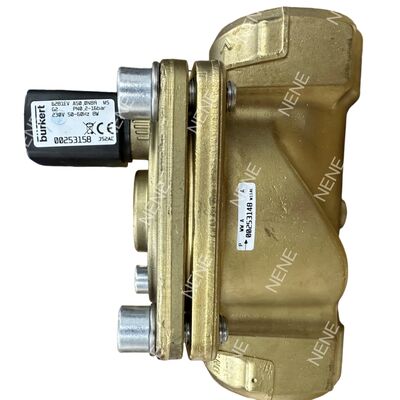 Katup Solenoid Aksi Langsung BURKERT Tipe 6281 00221957 G3/4 2/2 Biasanya Tertutup Badan Kuningan Dengan Operasi Manual Segel NBR Bukaan 20.0 AC220V 8W 0.2-16bar -10 hingga +80°C