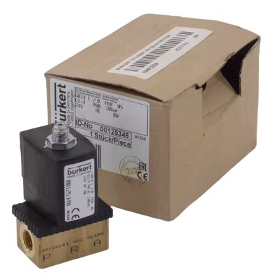 Katup Solenoid Burkert 6013 Tipe 2/2 NC 00134241, Ulir G1/8, Lubang Alir 2.5, Diafragma FKM, Rumah Kuningan, 24V AC, Tekanan Kerja 0~16bar