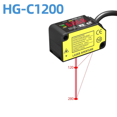 HG-C1200 Detektor Perpindahan Laser Merah Terlihat Stabilitas Suhu 0,05 Persen Fs Per Derajat C Mode Terpilih Nyala Terang Nyala Gelap Untuk Uji Posisi Industri