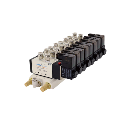 Kit Katup Solenoid Kontrol Pneumatik Airtac 4V310-08 Manifold 7 8 9 10 Stasiun Katup Manual Override Berbagai Pilihan Tegangan Untuk Debugging Mesin